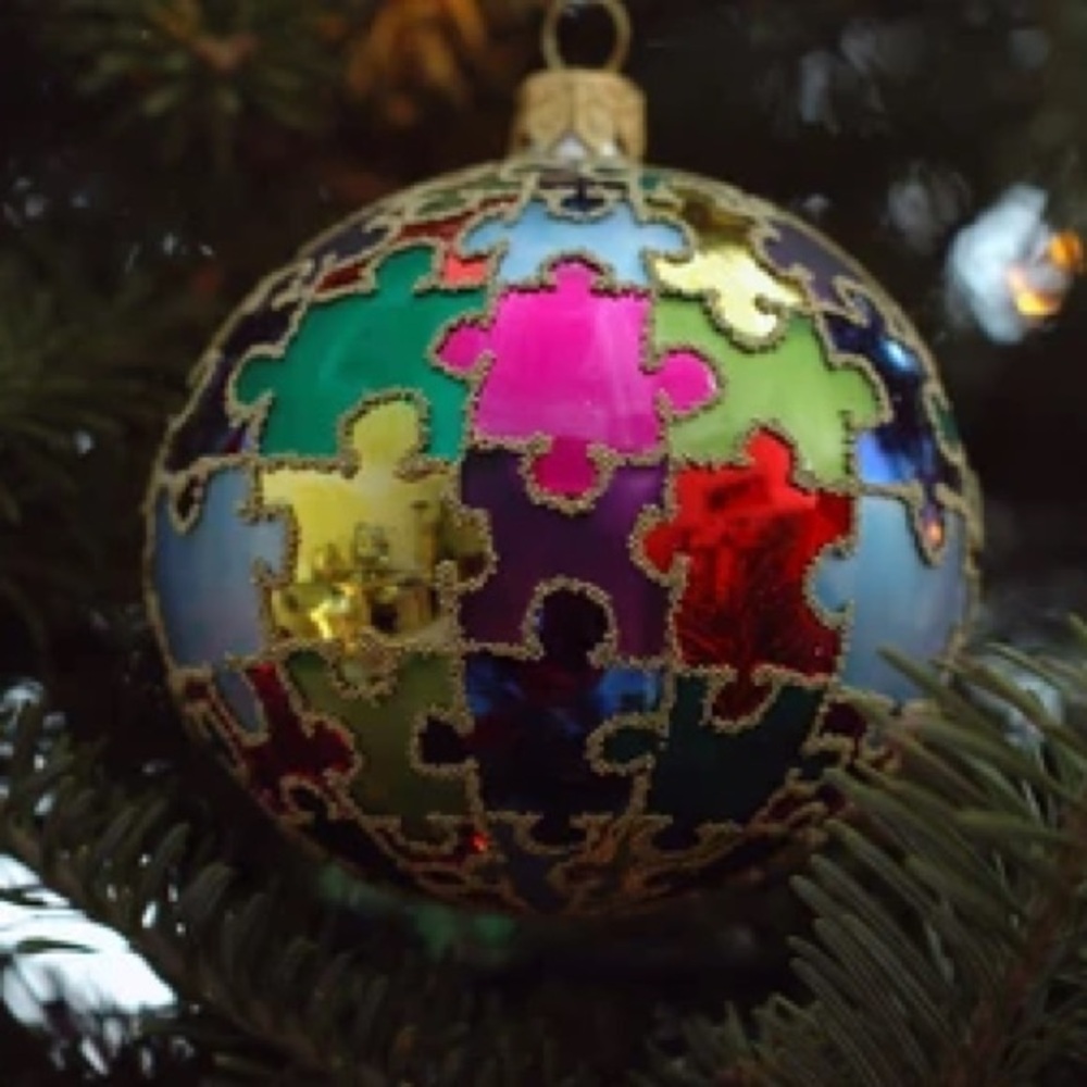 Crate&Barrel rare vintage collectible Multicolor Puzzle Ornament